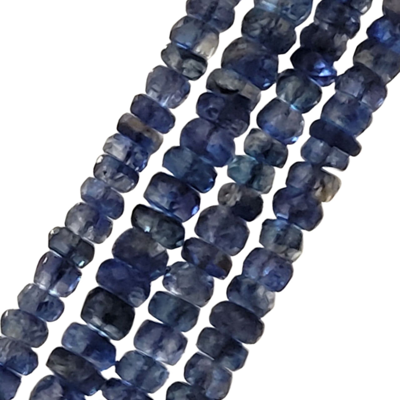 Natural DEEP Blue Kyanite Roundel Bead Strand