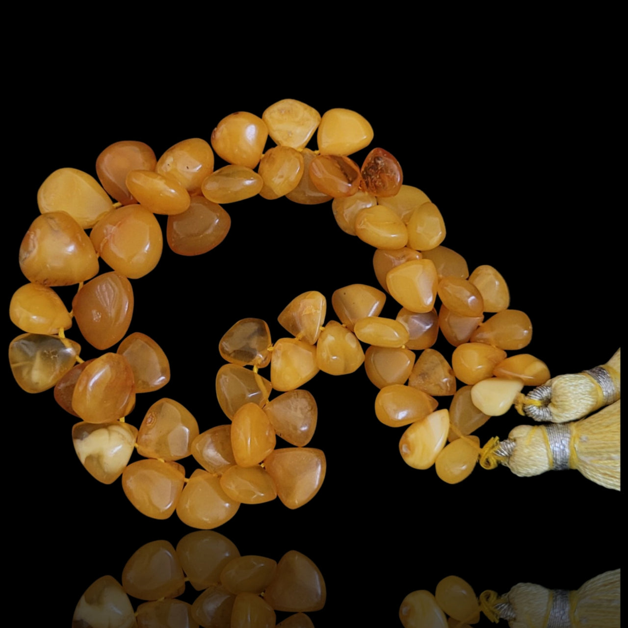 Natural Milky Baltic Amber Teardrop Bead Strand