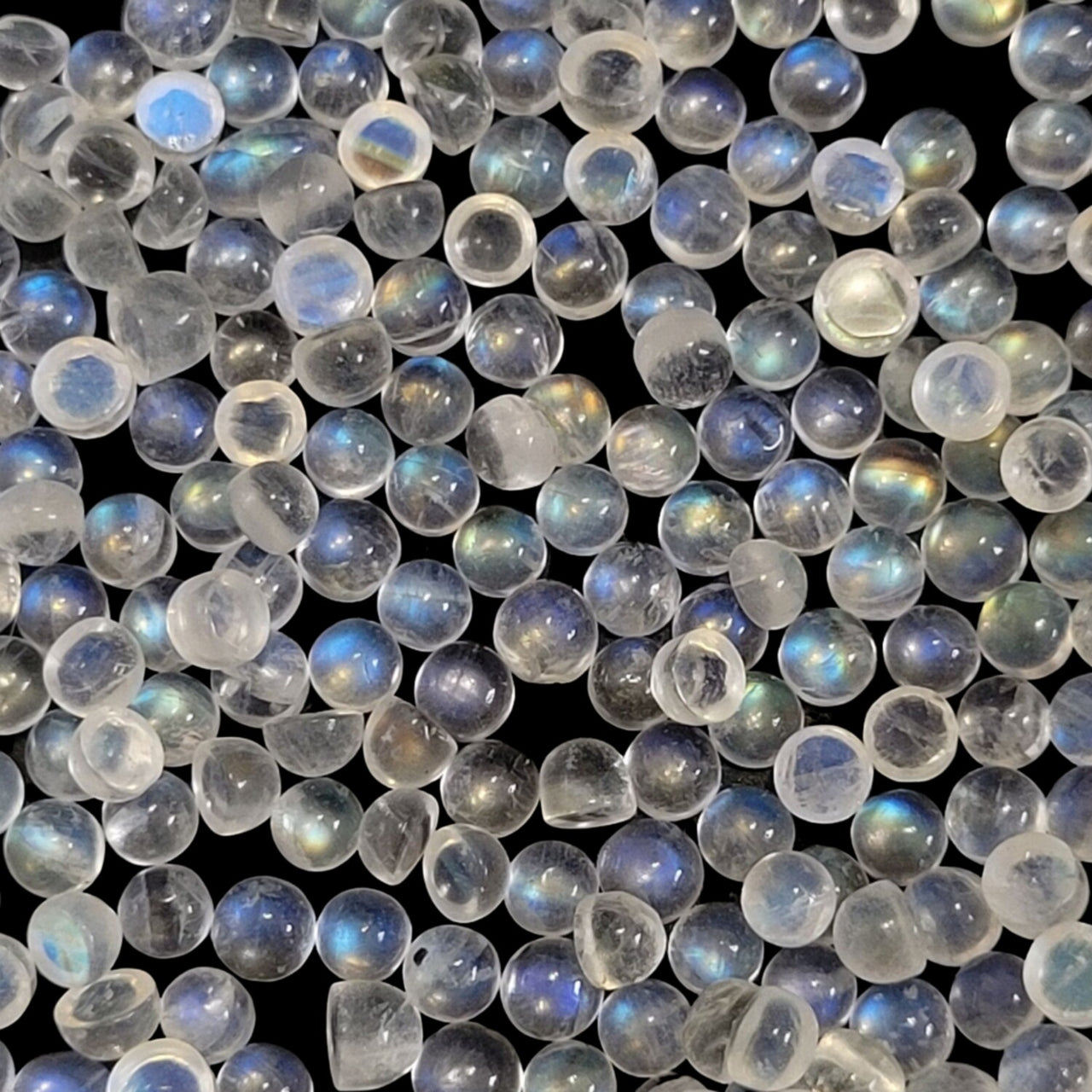 Natural Rainbow Moonstone Cabochon 3mm to 3.5mm