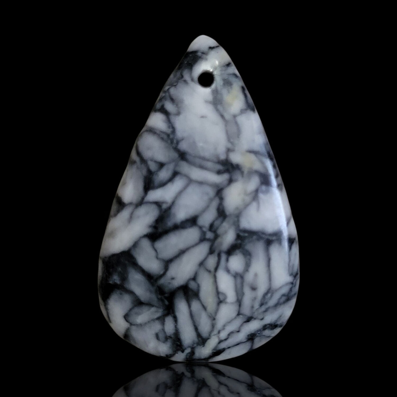 Natural RARE Fine Pinolite Pinolith (Howlite, Dolomite and Graphite) Drilled Pendant Bead - 7) 25.5Ct, 33x21mm