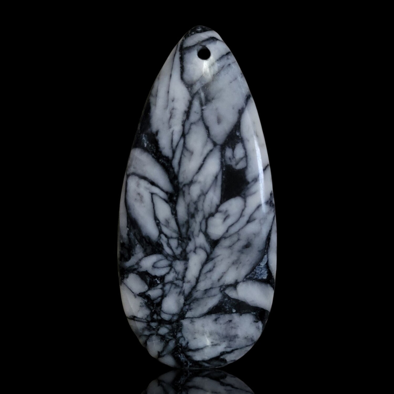 Natural RARE Fine Pinolite Pinolith (Howlite, Dolomite and Graphite) Drilled Pendant Bead - 3) 34Ct, 43x20mm