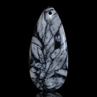 Thumbnail for Natural RARE Fine Pinolite Pinolith (Howlite, Dolomite and Graphite) Drilled Pendant Bead - 3) 34Ct, 43x20mm