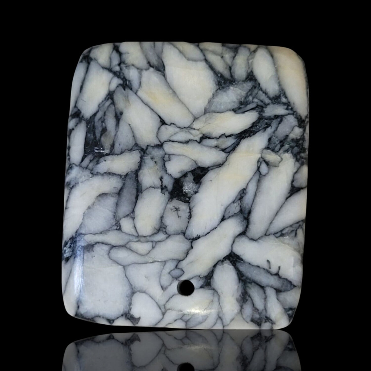 Natural RARE Fine Pinolite Pinolith (Howlite, Dolomite and Graphite) Drilled Pendant Bead - 11) 43.5Ct, 31x26mm