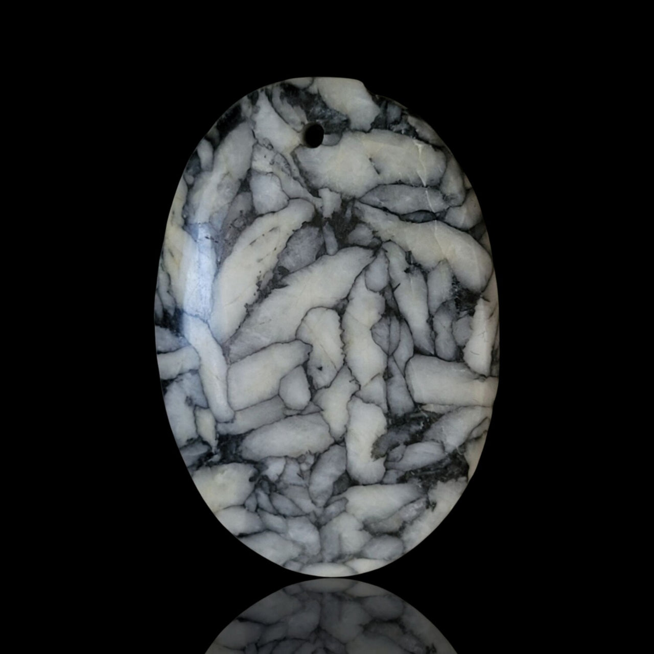 Natural RARE Fine Pinolite Pinolith (Howlite, Dolomite and Graphite) Drilled Pendant Bead - 12) 36.5Ct, 36x25mm