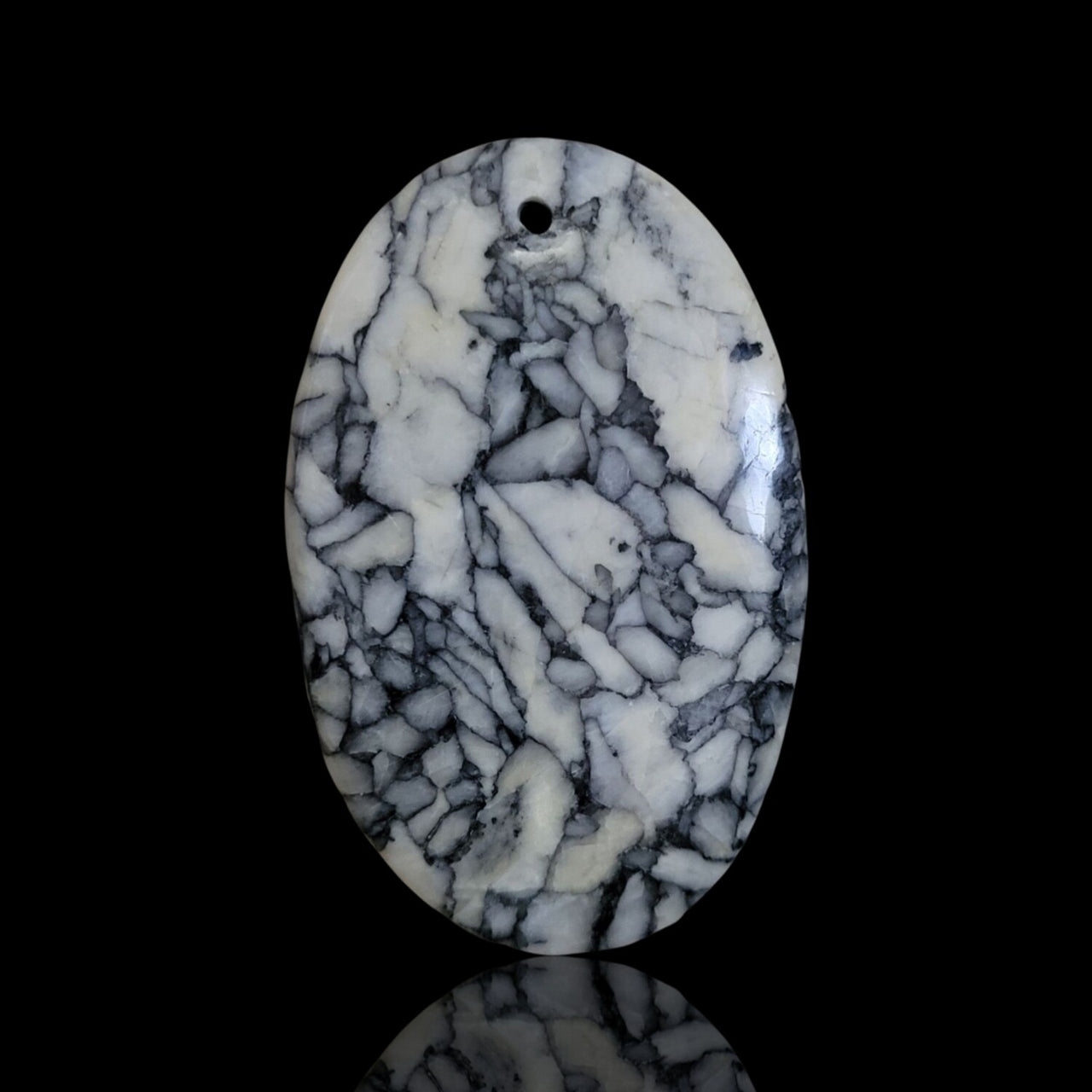 Natural RARE Fine Pinolite Pinolith (Howlite, Dolomite and Graphite) Drilled Pendant Bead - 2) 62Ct, 44x28mm