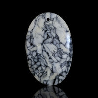 Thumbnail for Natural RARE Fine Pinolite Pinolith (Howlite, Dolomite and Graphite) Drilled Pendant Bead - 2) 62Ct, 44x28mm