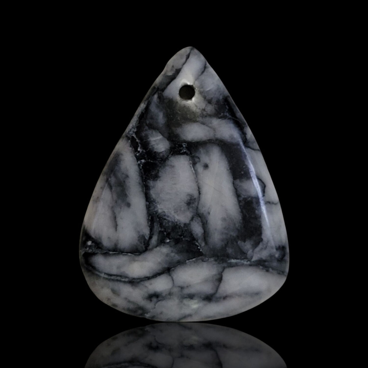 Natural RARE Fine Pinolite Pinolith (Howlite, Dolomite and Graphite) Drilled Pendant Bead - 8) 20Ct, 29x22mm