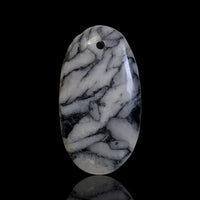 Thumbnail for Natural RARE Fine Pinolite Pinolith (Howlite, Dolomite and Graphite) Drilled Pendant Bead - 9) 19Ct, 29x16mm