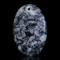 Thumbnail for Natural RARE Fine Pinolite Pinolith (Howlite, Dolomite and Graphite) Drilled Pendant Bead - 4) 44.5Ct, 41x27mm