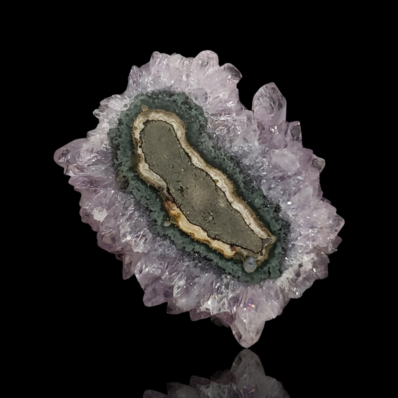 32Ct, Natural Amethyst Stalactite Flower Slice 31x28mm