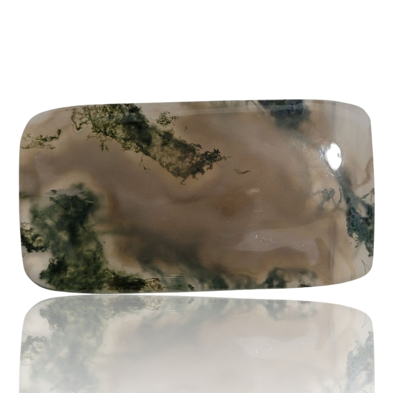 Natural Moss Agate Cabochons - 3) 37.5Ct, 38x20mm