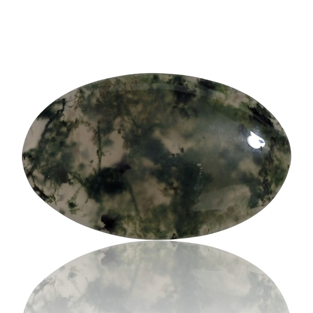 Natural Moss Agate Cabochons - 2) 47.5Ct, 42x26mm