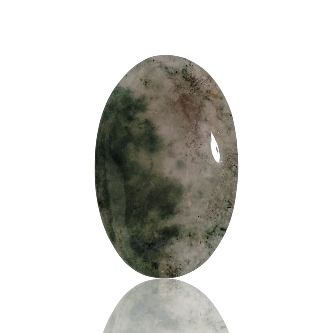 Natural Moss Agate Cabochons - 10) 22Ct, 34x22mm