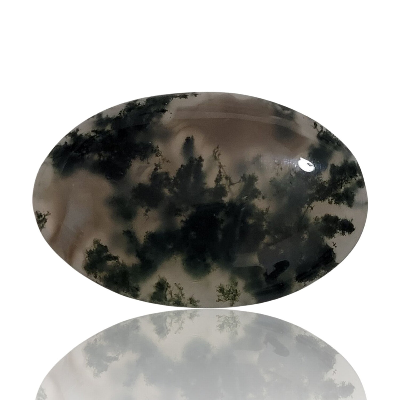 Natural Moss Agate Cabochons - 7) 39Ct, 35x23mm