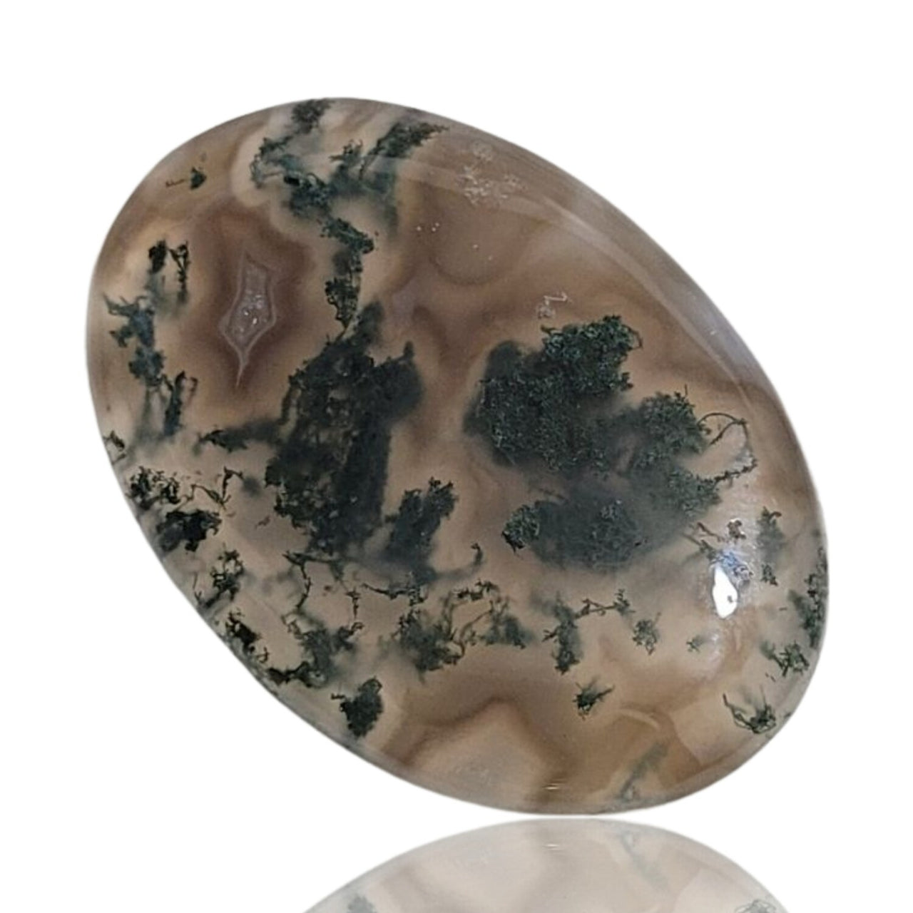 Natural Moss Agate Cabochons - 1) 48Ct, 40x28mm