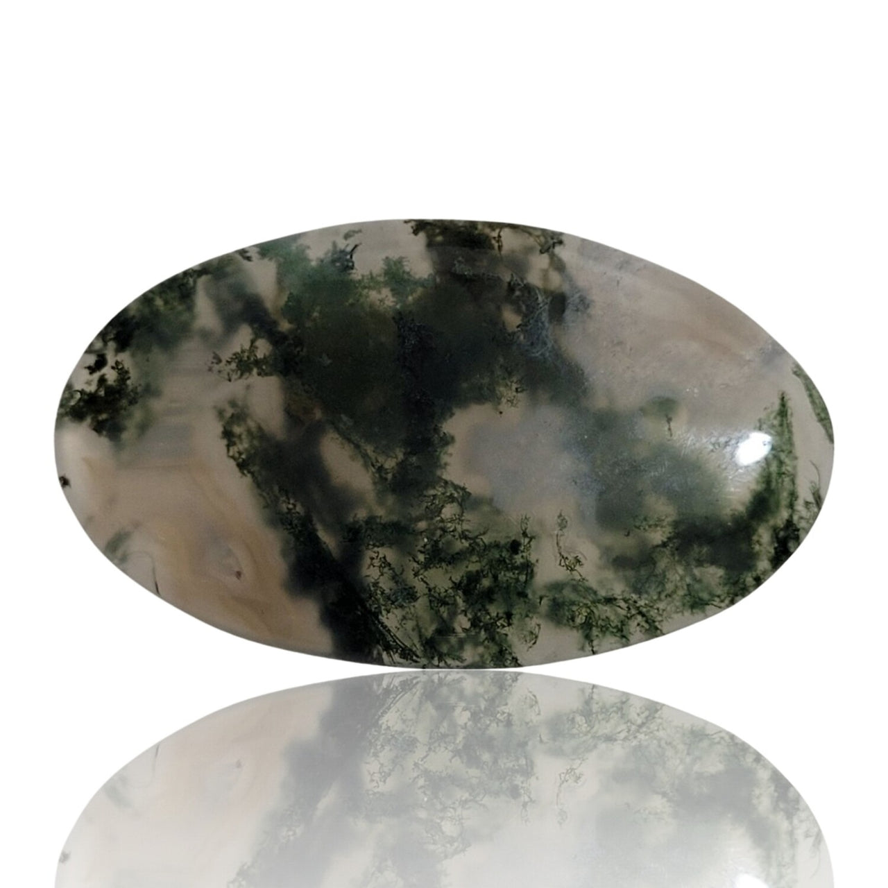 Natural Moss Agate Cabochons - 9) 33Ct, 39x23mm