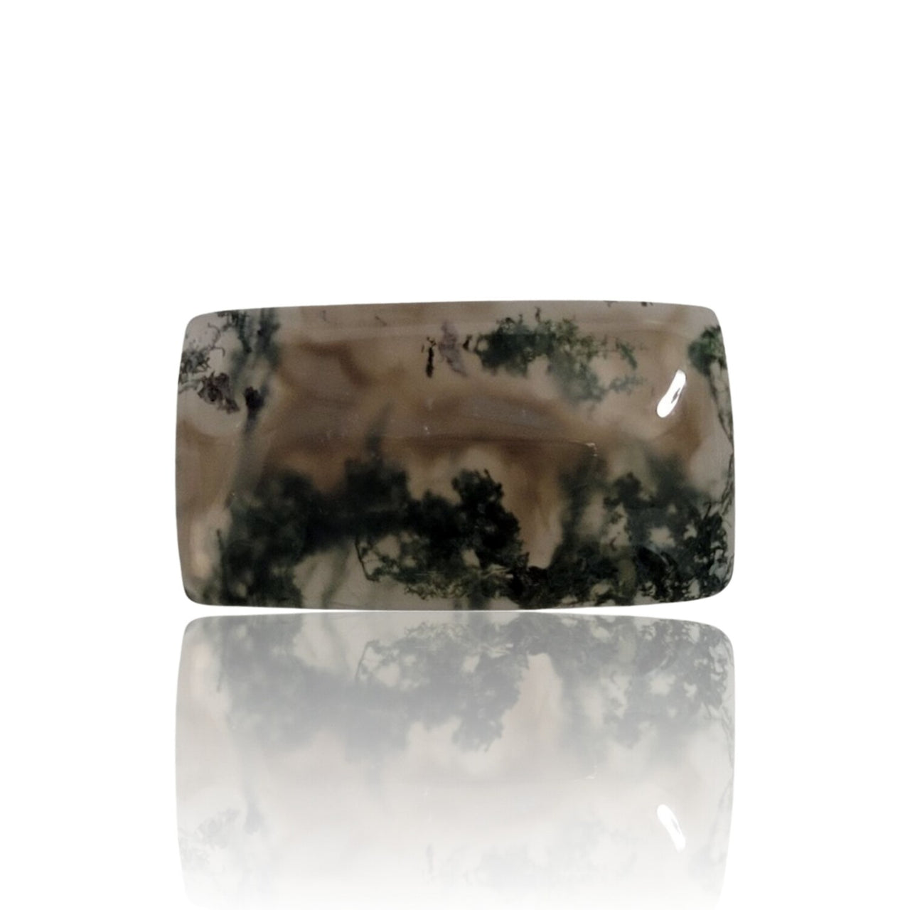 Natural Moss Agate Cabochons - 8) 17.5Ct, 26x15mm