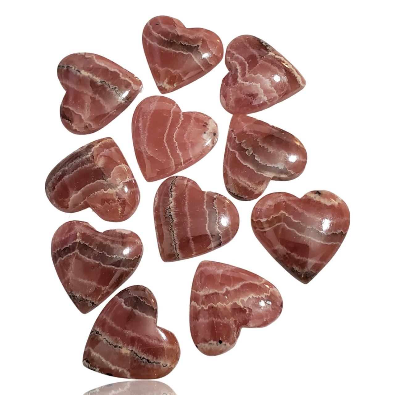 Natural Rhodochrosite Heart Cabochons