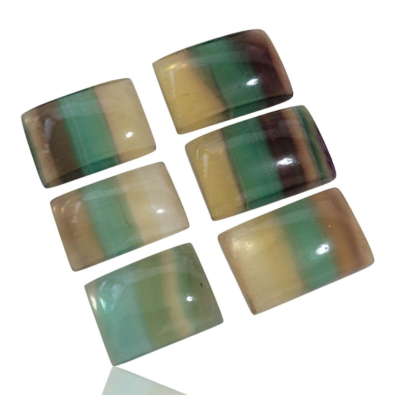 Natural MULTI-Color Fluorite Rectangle Cabochons