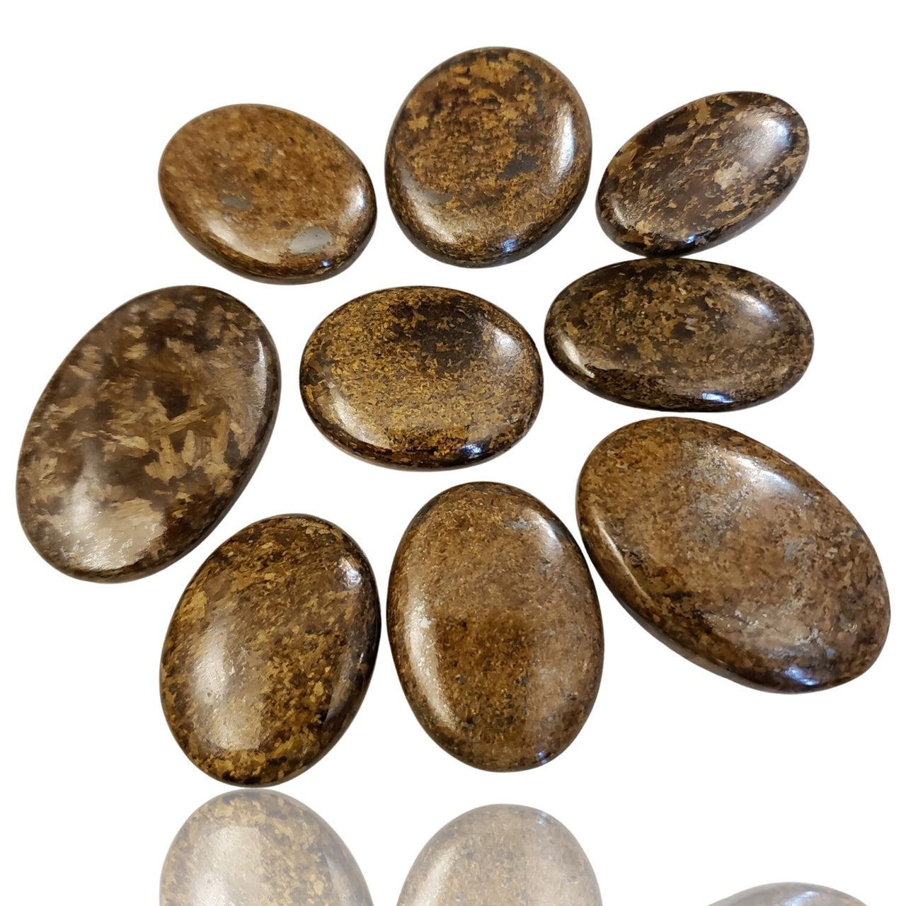 Natural Golden Bronzite Cabochons