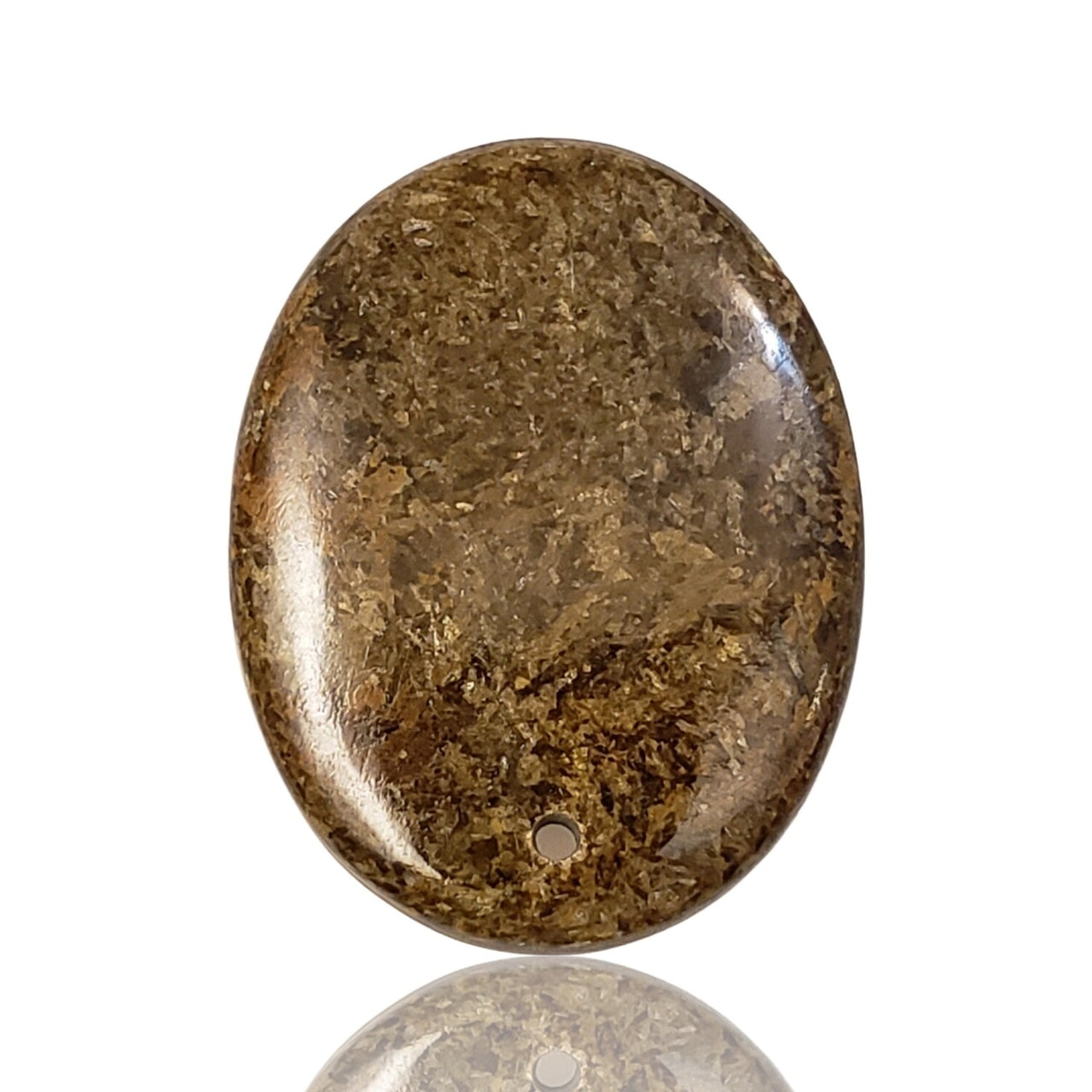 Natural Golden Bronzite DRILLED Pendant Bead - 4) 36Ct, 32x25mm