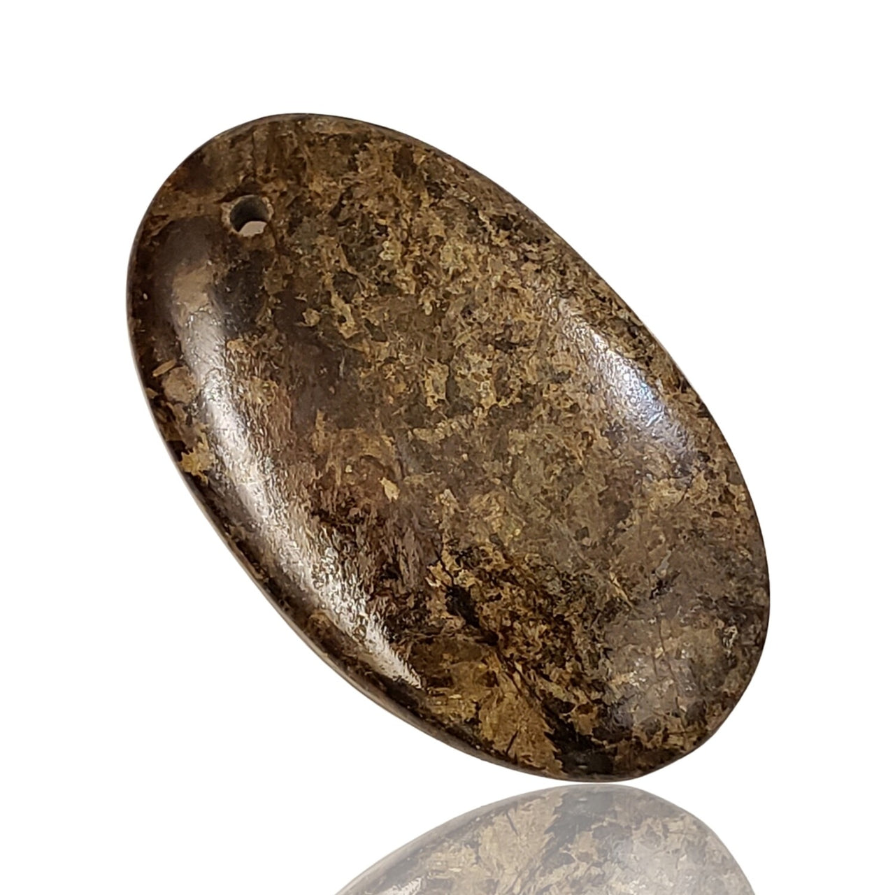 Natural Golden Bronzite DRILLED Pendant Bead - 9) 38Ct, 36x22mm