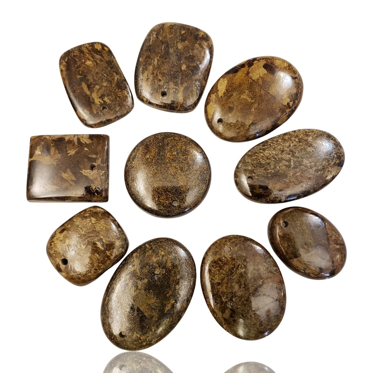 Natural Golden Bronzite DRILLED Pendant Bead