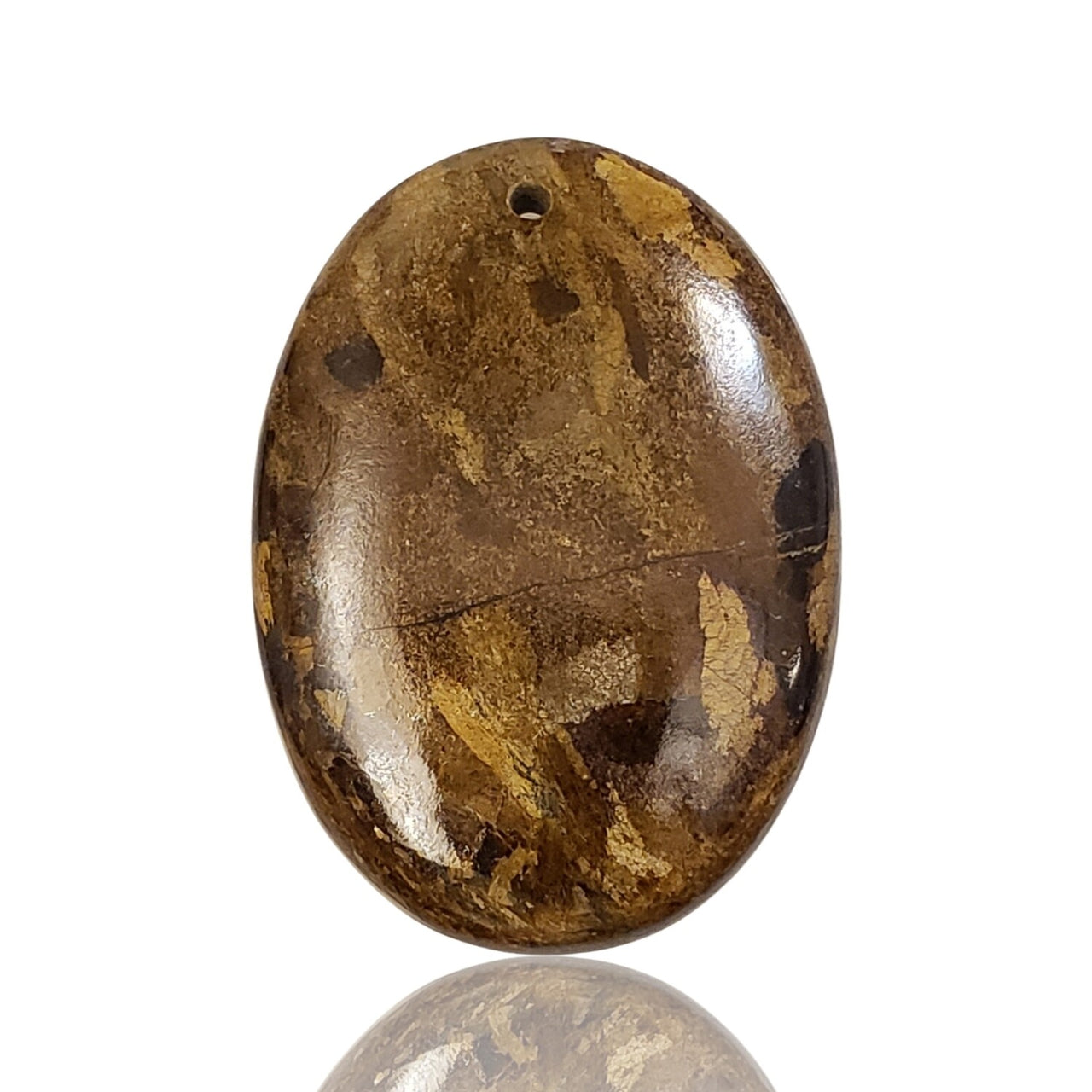 Natural Golden Bronzite DRILLED Pendant Bead - 1) 49Ct, 45x25mm