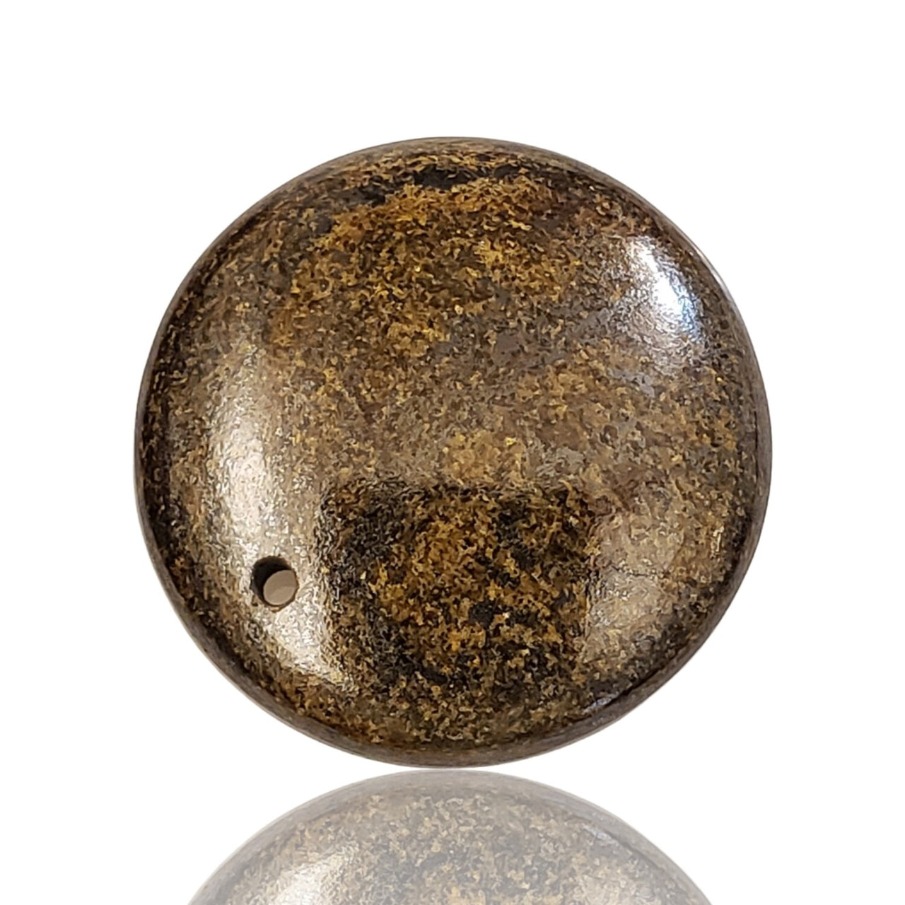 Natural Golden Bronzite DRILLED Pendant Bead - 2) 52Ct, 28mm