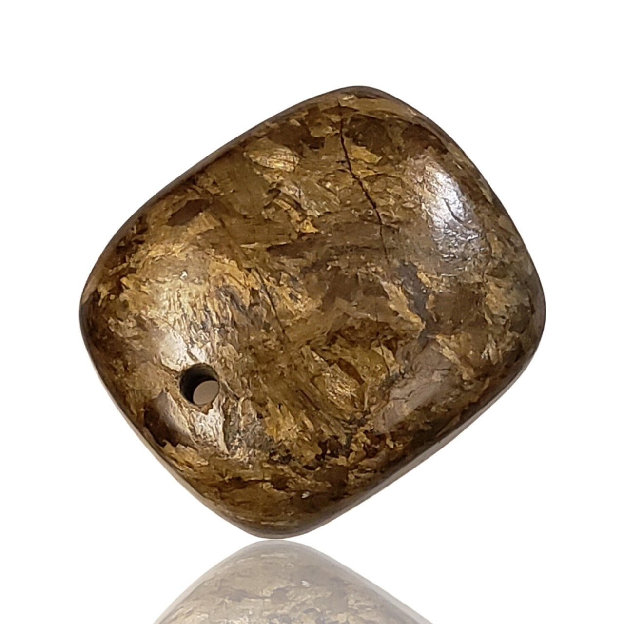 Natural Golden Bronzite DRILLED Pendant Bead - 5) 37Ct, 23x20mm