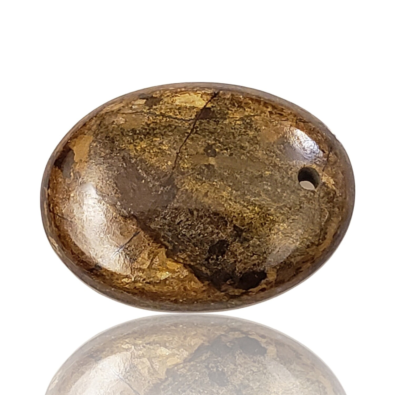 Natural Golden Bronzite DRILLED Pendant Bead - 8) 27Ct, 26x19mm