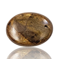 Thumbnail for Natural Golden Bronzite DRILLED Pendant Bead - 8) 27Ct, 26x19mm