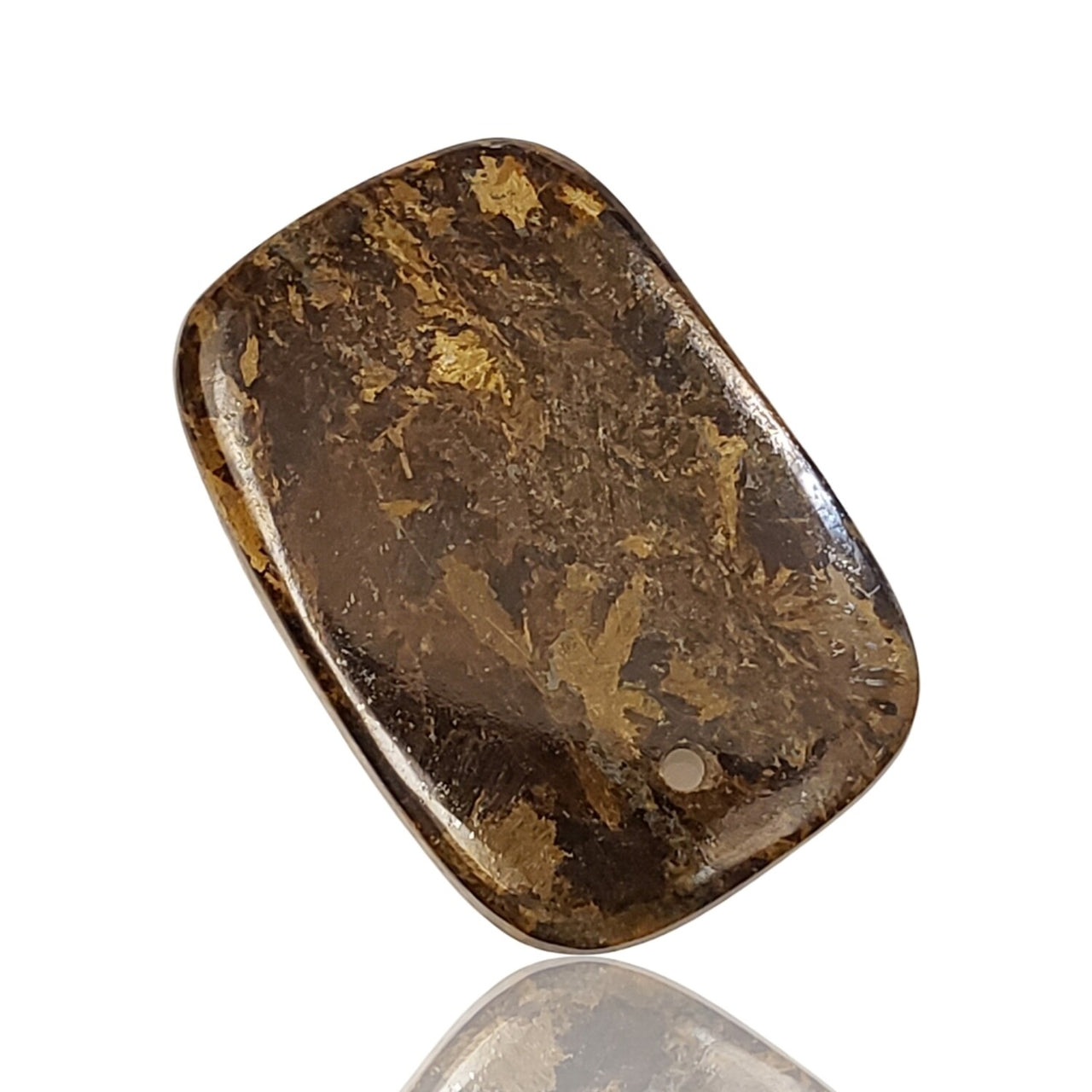 Natural Golden Bronzite DRILLED Pendant Bead - 10) 24Ct, 29x20mm