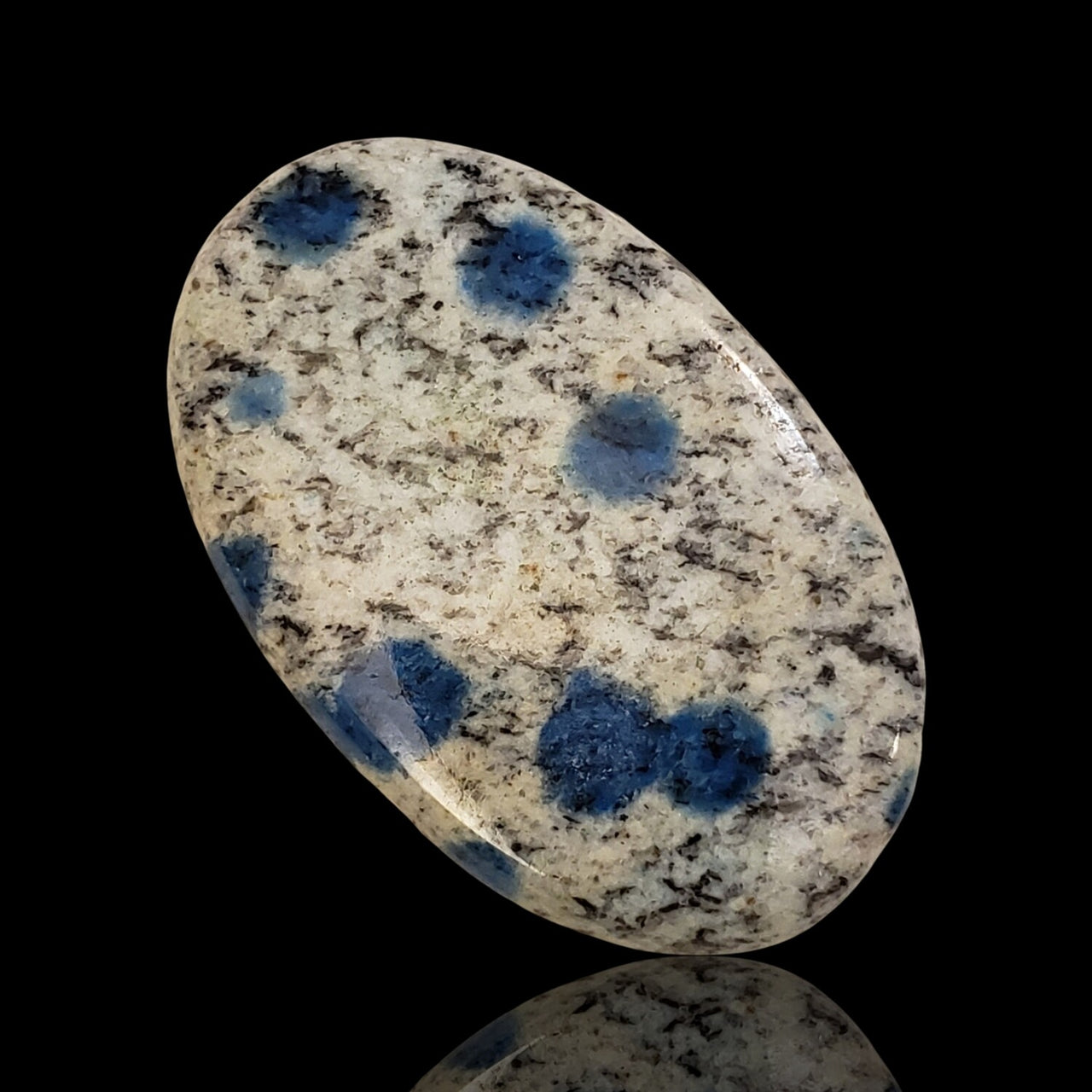 Natural K2 Blue Jasper - Azurite in Granite - Cabochons - 3) 68Ct, 46x29mm