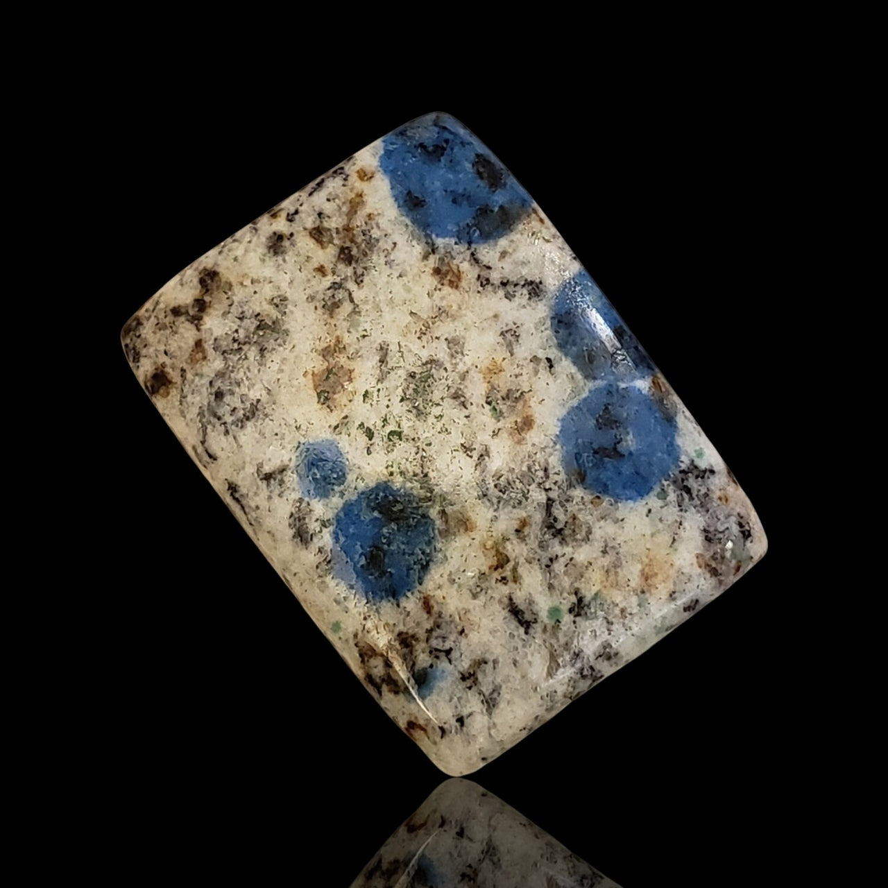 Natural K2 Blue Jasper - Azurite in Granite - Cabochons - 7) 40Ct, 33x25mm