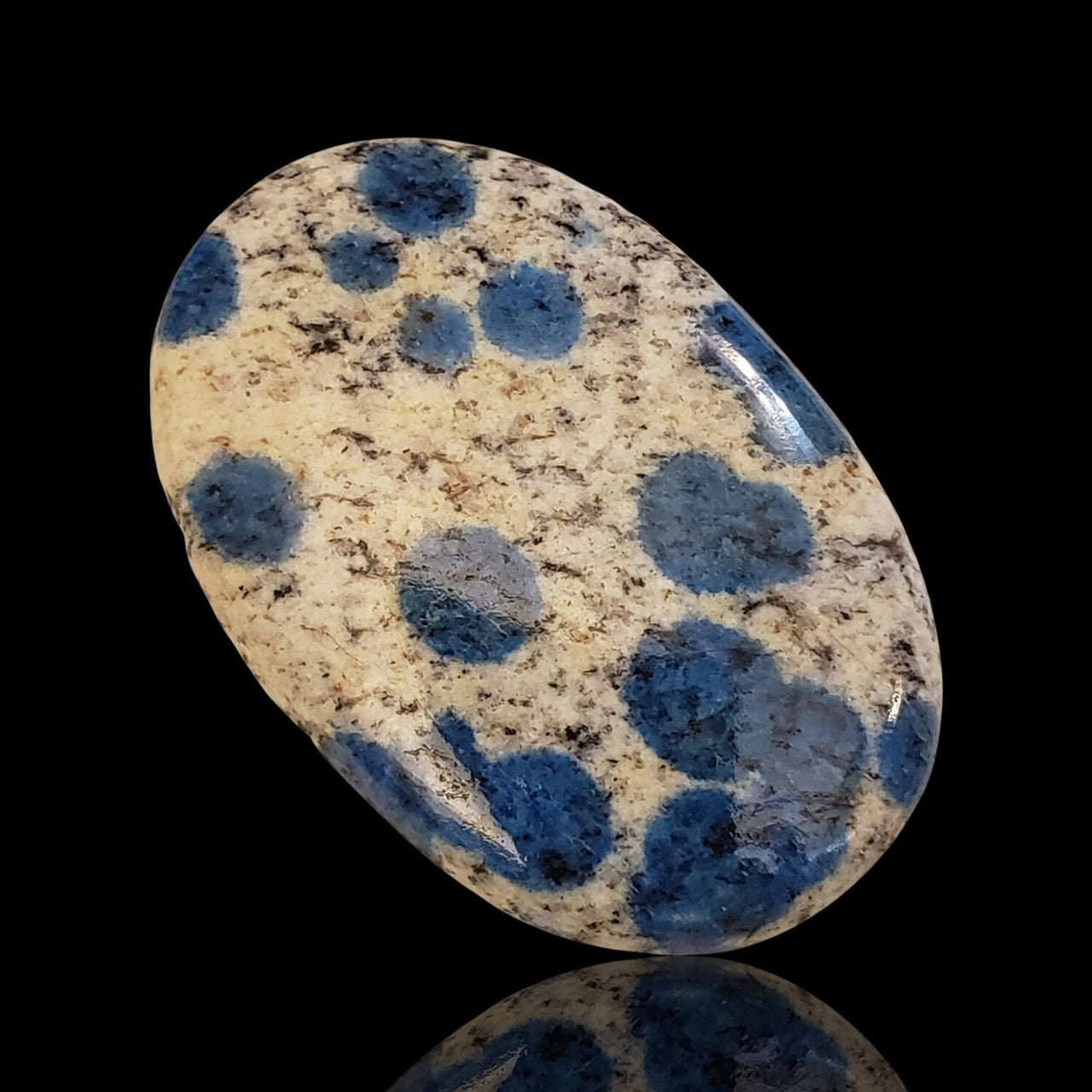 Natural K2 Blue Jasper - Azurite in Granite - Cabochons - 2) 78Ct, 47x31mm