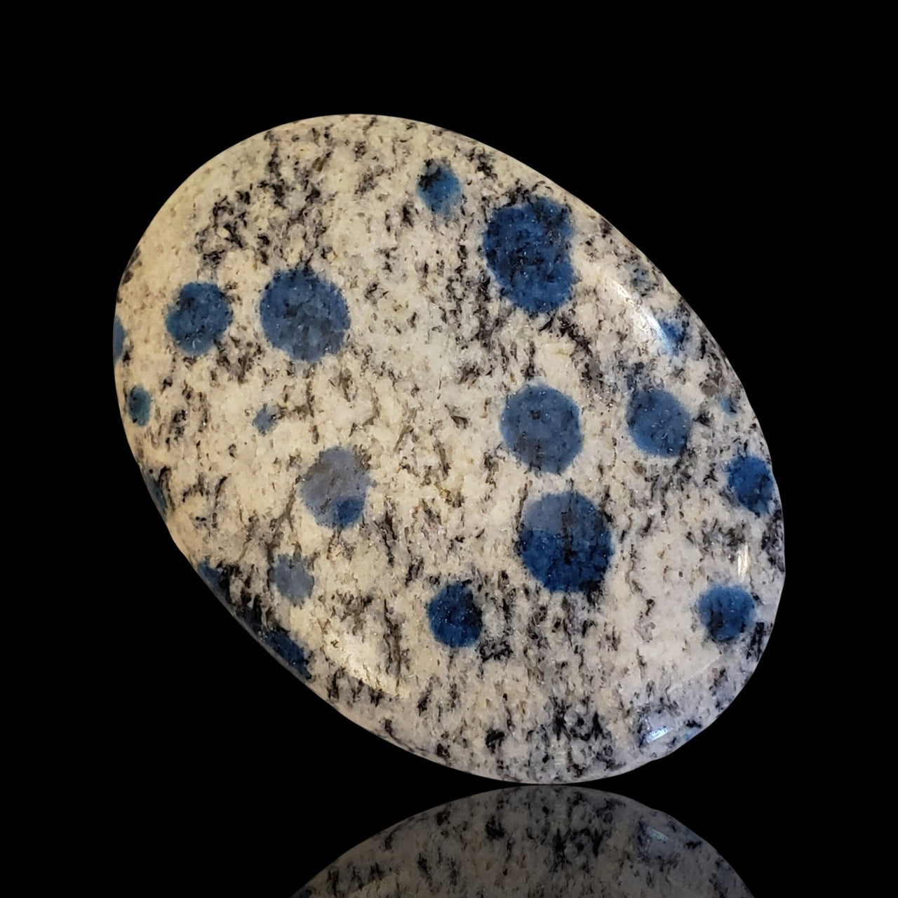 Natural K2 Blue Jasper - Azurite in Granite - Cabochons - 1) 92Ct, 52x38mm