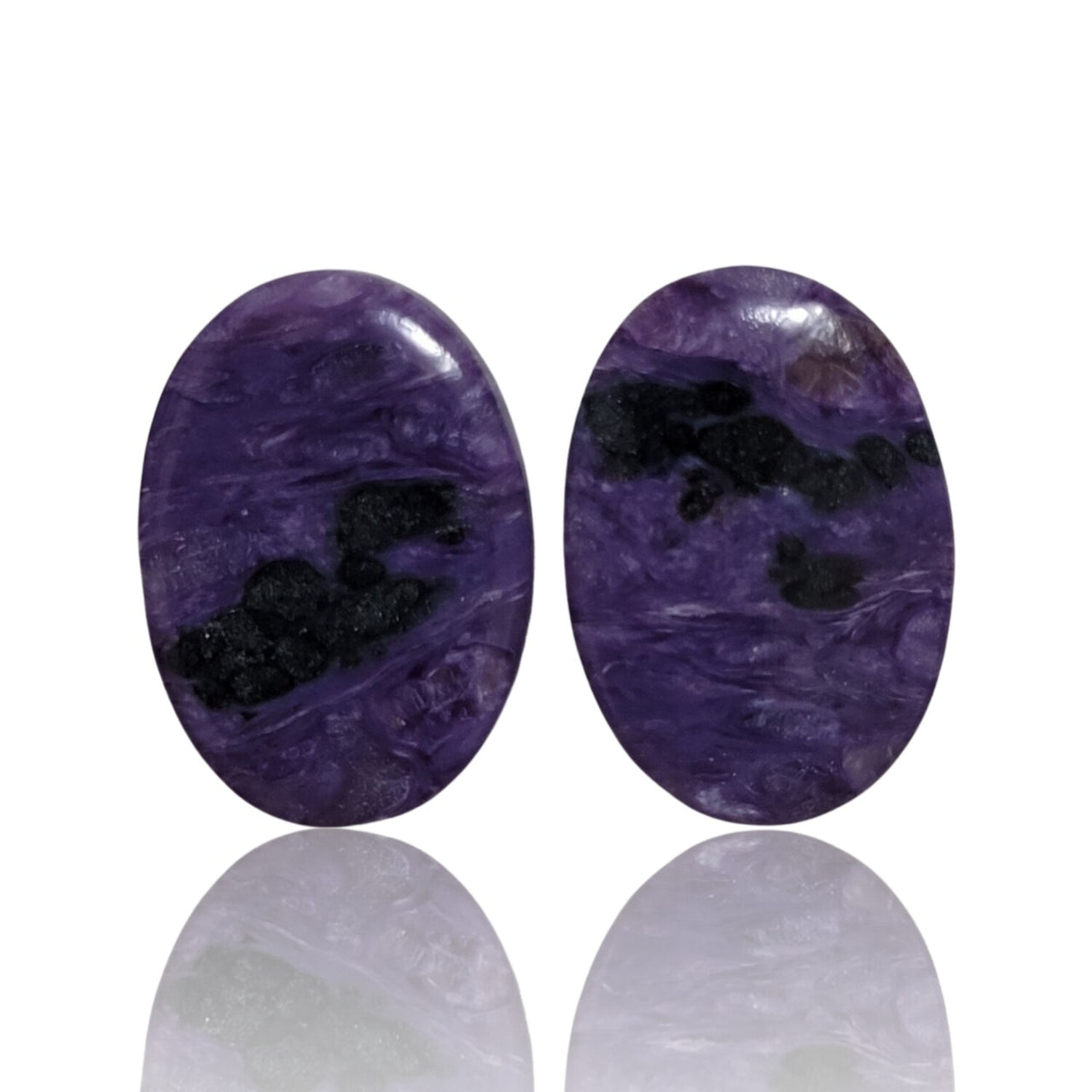 Natural Russian Charoite Cabochon Pairs - 3) 22Ct, approx. 19x14mm each