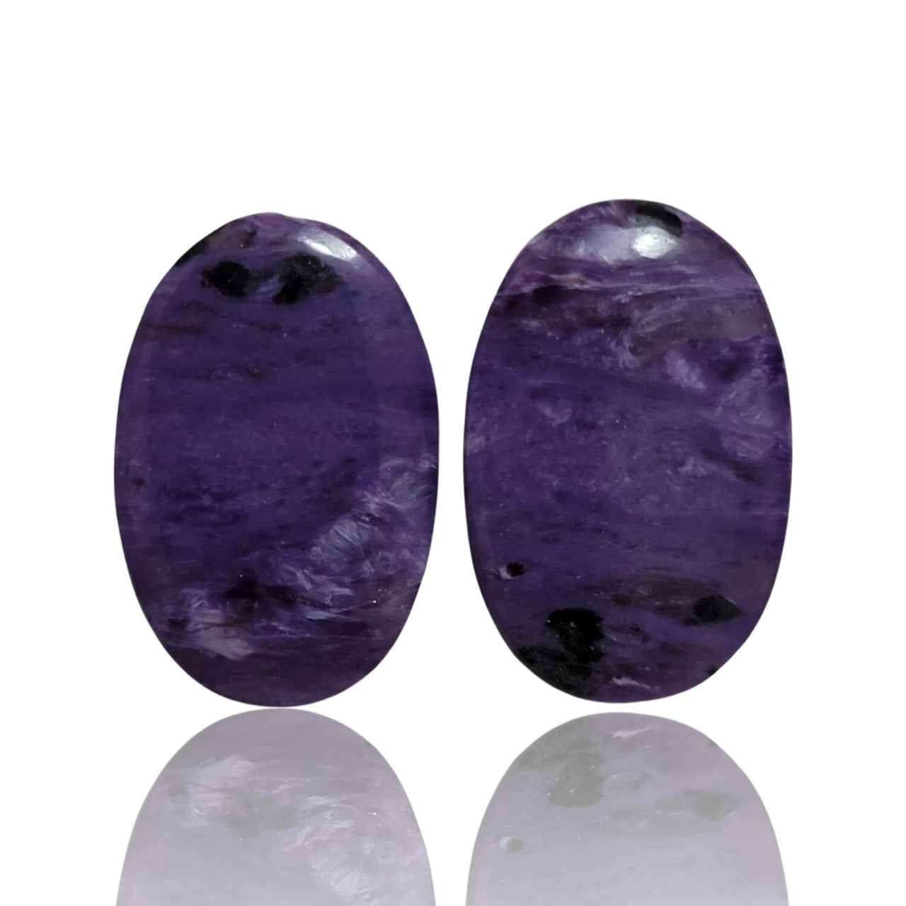 Natural Russian Charoite Cabochon Pairs - 2) 24Ct, approx. 21x14mm each