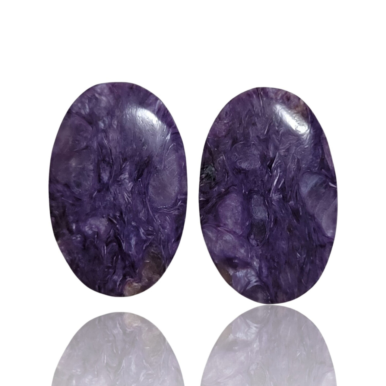 Natural Russian Charoite Cabochon Pairs - 6) 25Ct, approx. 23x15mm each