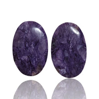 Thumbnail for Natural Russian Charoite Cabochon Pairs - 6) 25Ct, approx. 23x15mm each