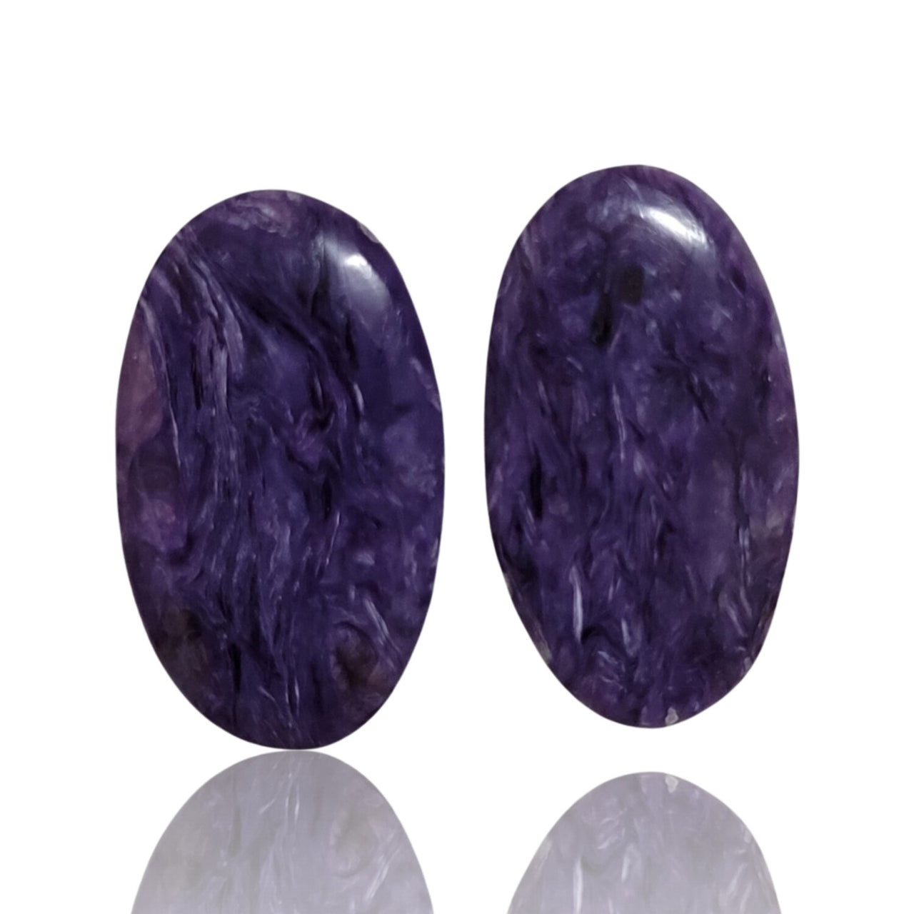 Natural Russian Charoite Cabochon Pairs - 4) 22Ct, approx. 22x13mm each