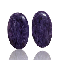 Thumbnail for Natural Russian Charoite Cabochon Pairs - 4) 22Ct, approx. 22x13mm each