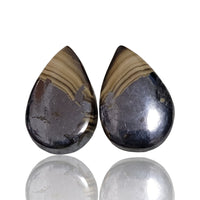 Thumbnail for Natural Galena And Schalenblende Cabochon Pairs - 1) 29Ct, approx. 19x12mm each