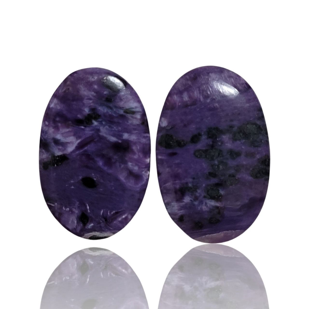 Natural Russian Charoite Cabochon Pairs - 1) 22Ct, approx. 22x14mm each