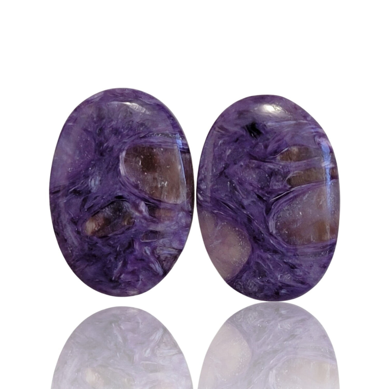 Natural Russian Charoite Cabochon Pairs - 5) 19Ct, approx. 20x14mm each