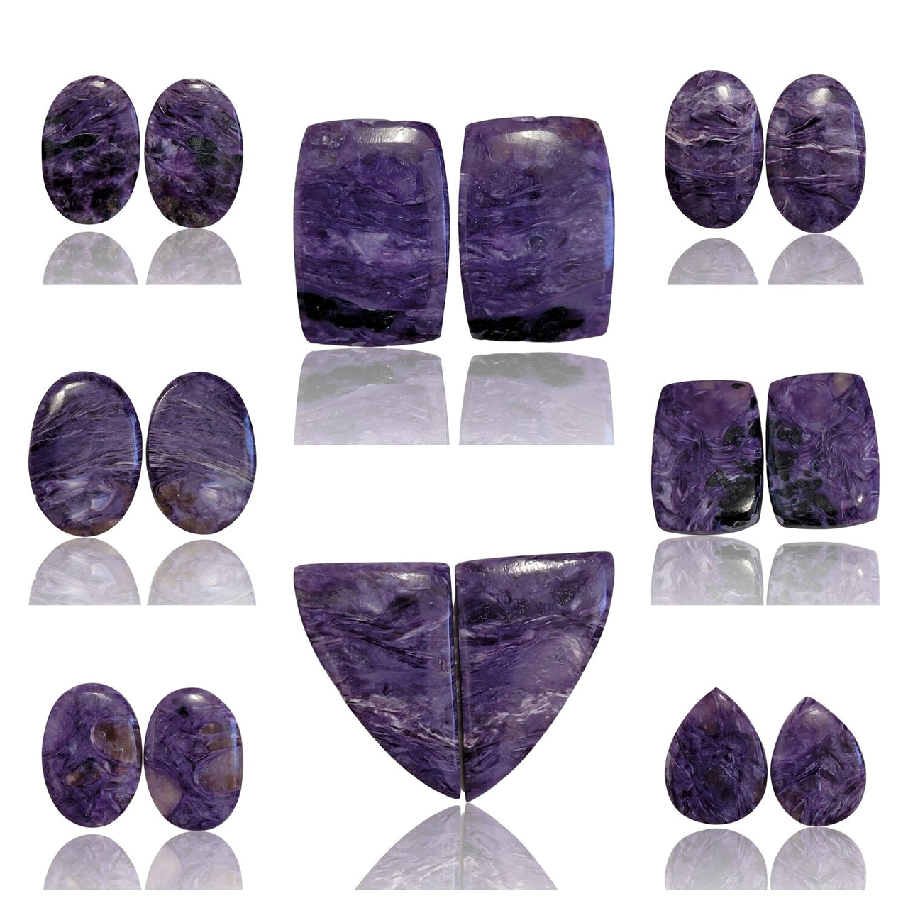 Natural Russian Charoite Cabochon Pairs