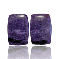 Thumbnail for Natural Russian Charoite Cabochon Pairs - 3) 23Ct, approx. 19x13mm each