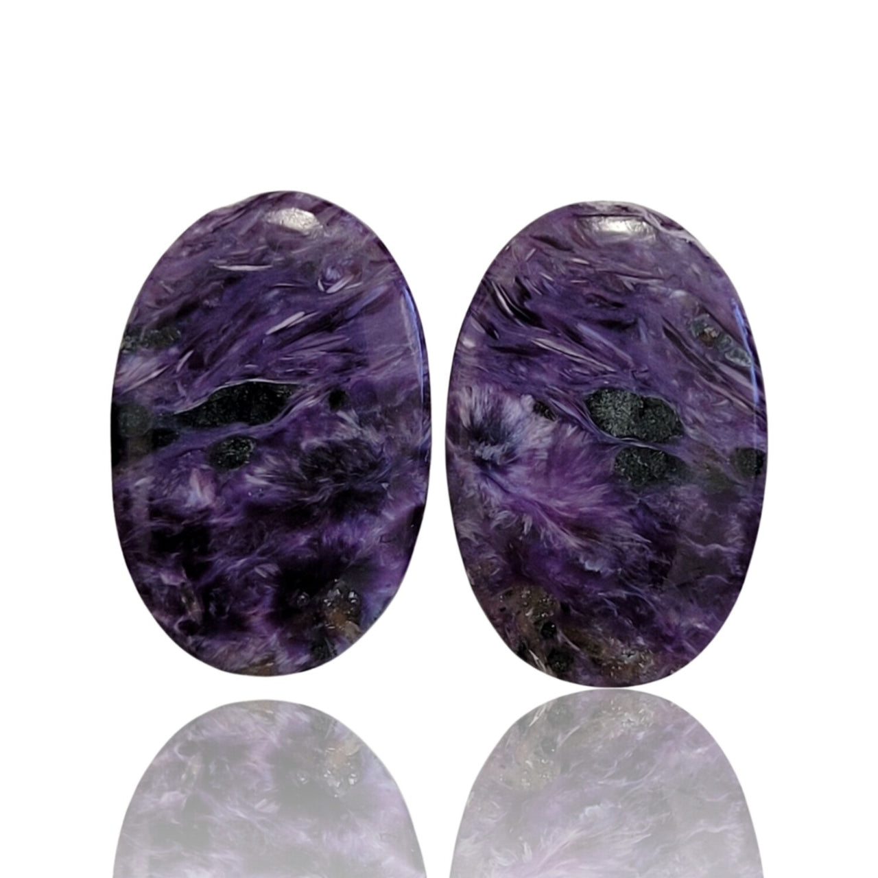 Natural Russian Charoite Cabochon Pairs - 4) 24Ct, approx. 21x14mm each