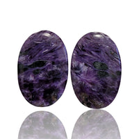 Thumbnail for Natural Russian Charoite Cabochon Pairs - 4) 24Ct, approx. 21x14mm each